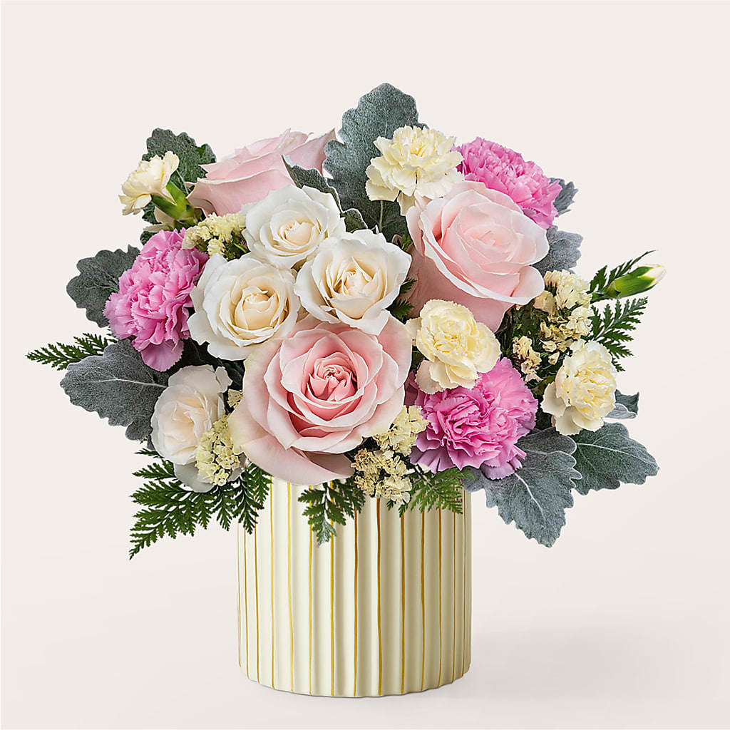 Blissful Moments Bouquet with Ivory Vase – Designs By Dj, Huntington WV