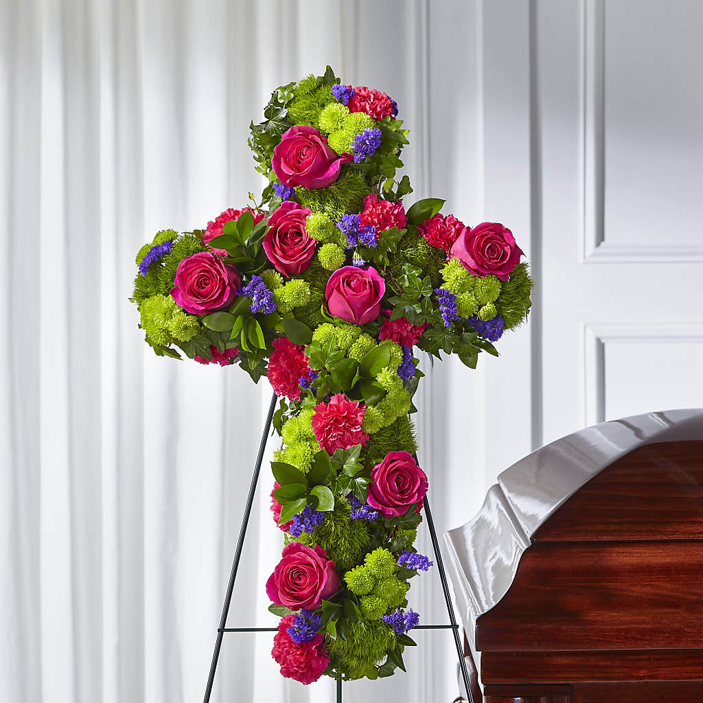 Tribute Rose Floral Cross – Designs By Dj, Huntington WV