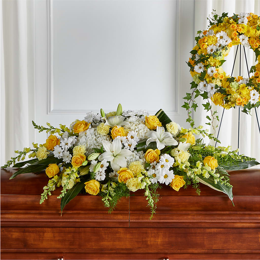 Golden Harmony Casket Spray – Designs By Dj, Huntington WV