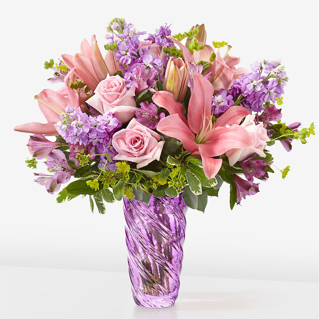 Precious Petals Bouquet with Luxe Swirl Vase – Designs By Dj, Huntington WV