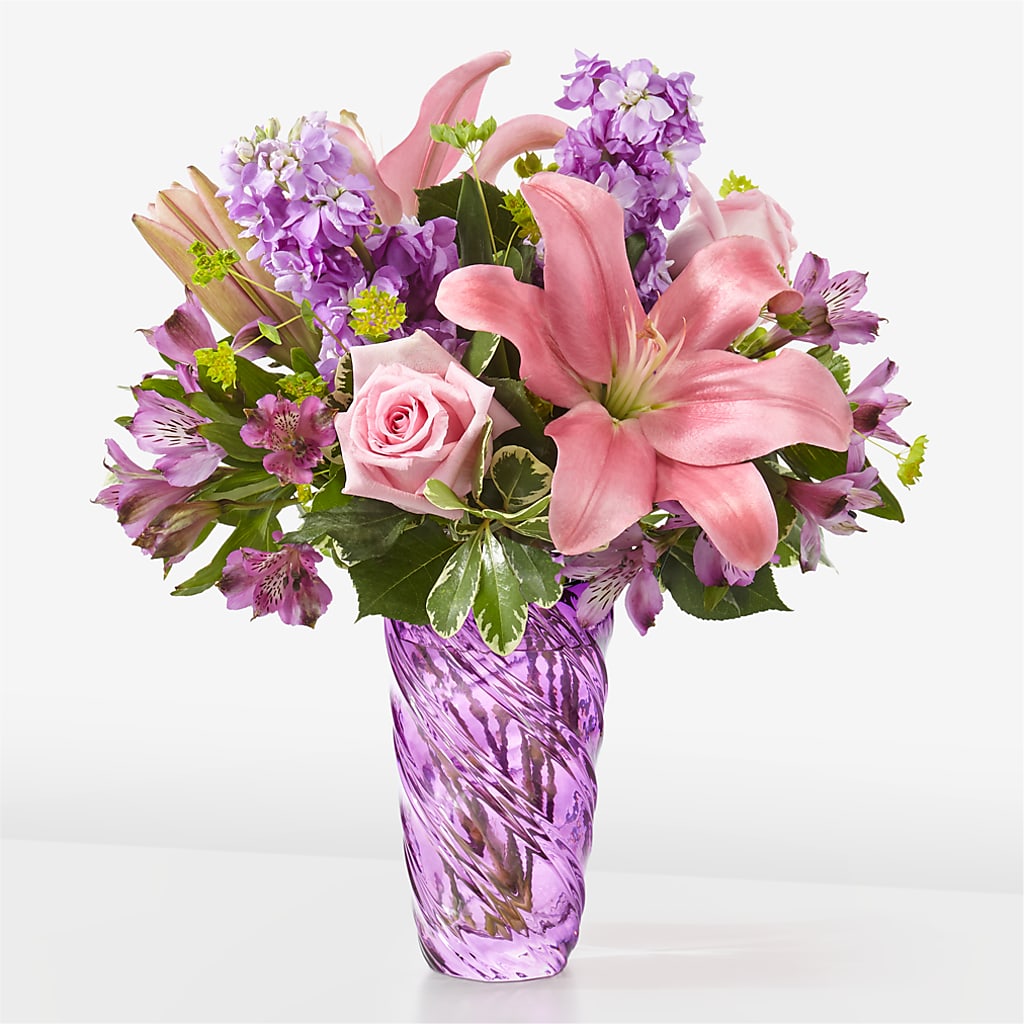 Precious Petals Bouquet with Luxe Swirl Vase – Designs By Dj, Huntington WV