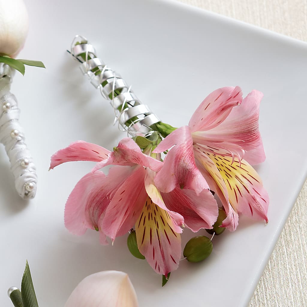Pink Peruvian Lily Boutonniere – Designs By Dj, Huntington WV