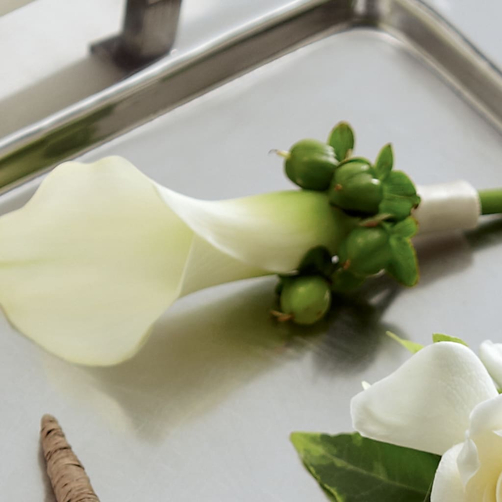 dj lily white White Calla Boutonniere – white flower arrangement | Huntington, WV