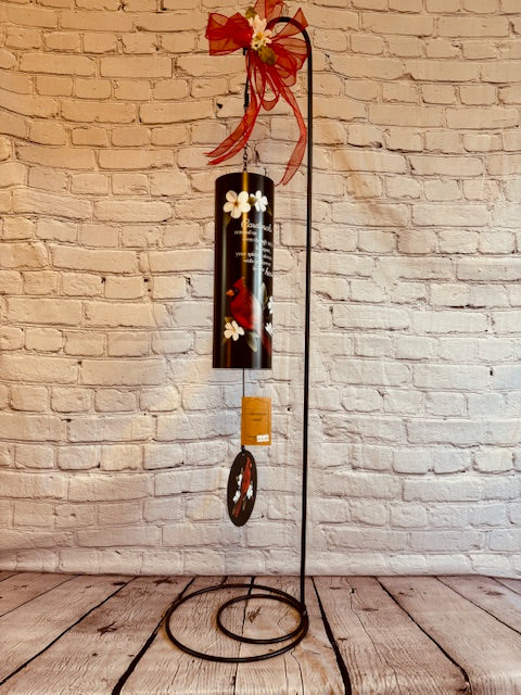 Cardinal Themed - Deep Resonance Large Metal Cylinder Wind Chimes (Red)