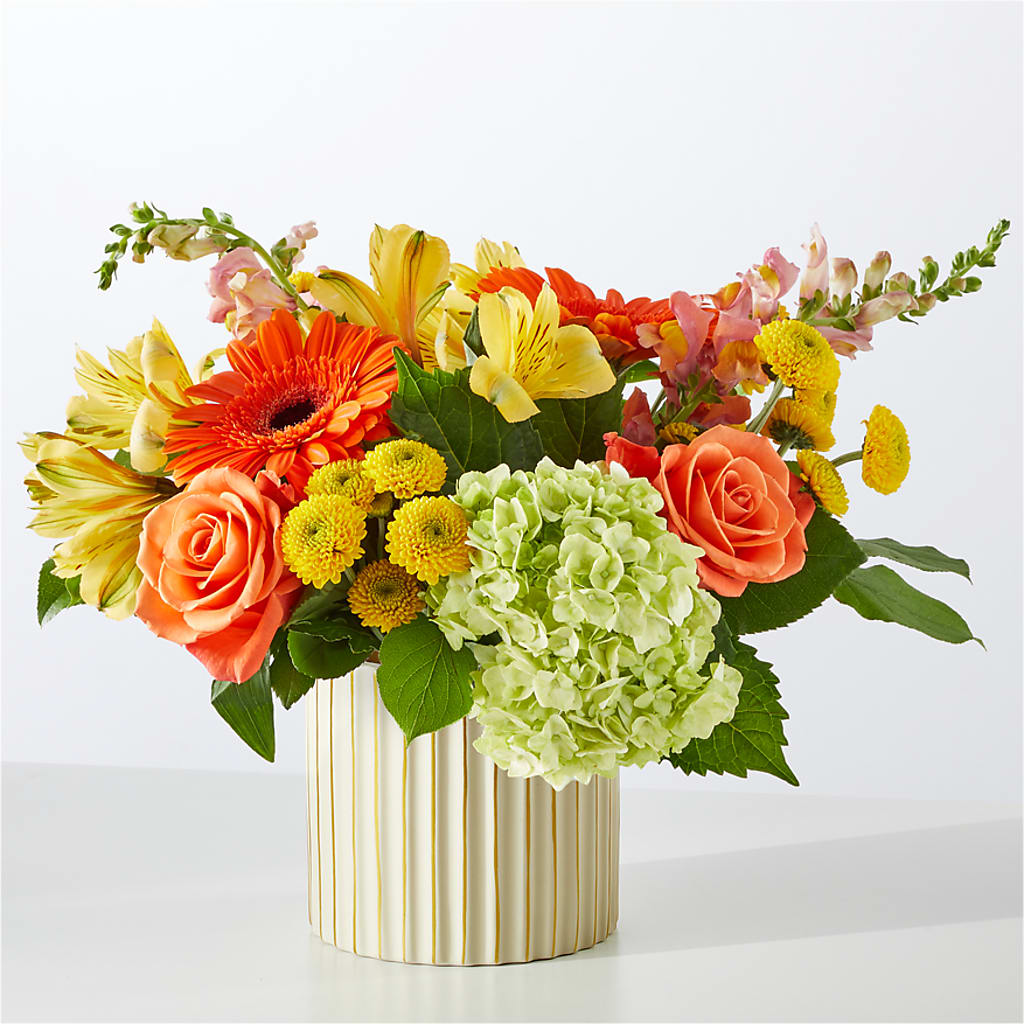 Autumn Sunshine Bouquet with Ivory Vase –  Designs By Dj, Huntington WV