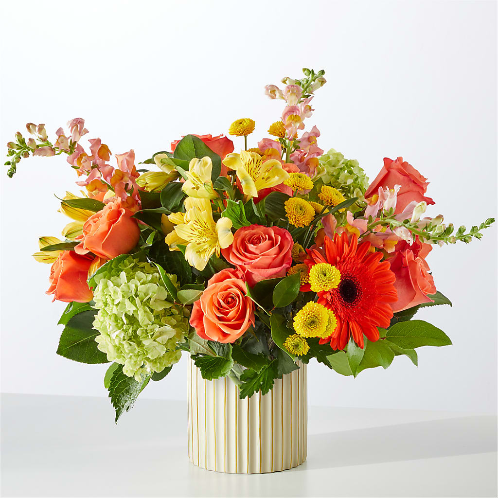 Autumn Sunshine Bouquet with Ivory Vase –  Designs By Dj, Huntington WV