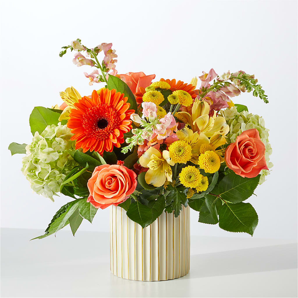 Autumn Sunshine Bouquet with Ivory Vase –  Designs By Dj, Huntington WV
