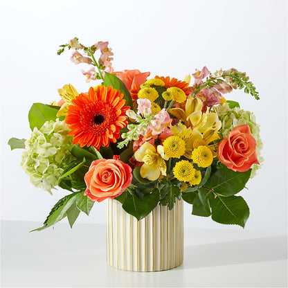 Autumn Sunshine Bouquet with Ivory Vase –  Designs By Dj, Huntington WV