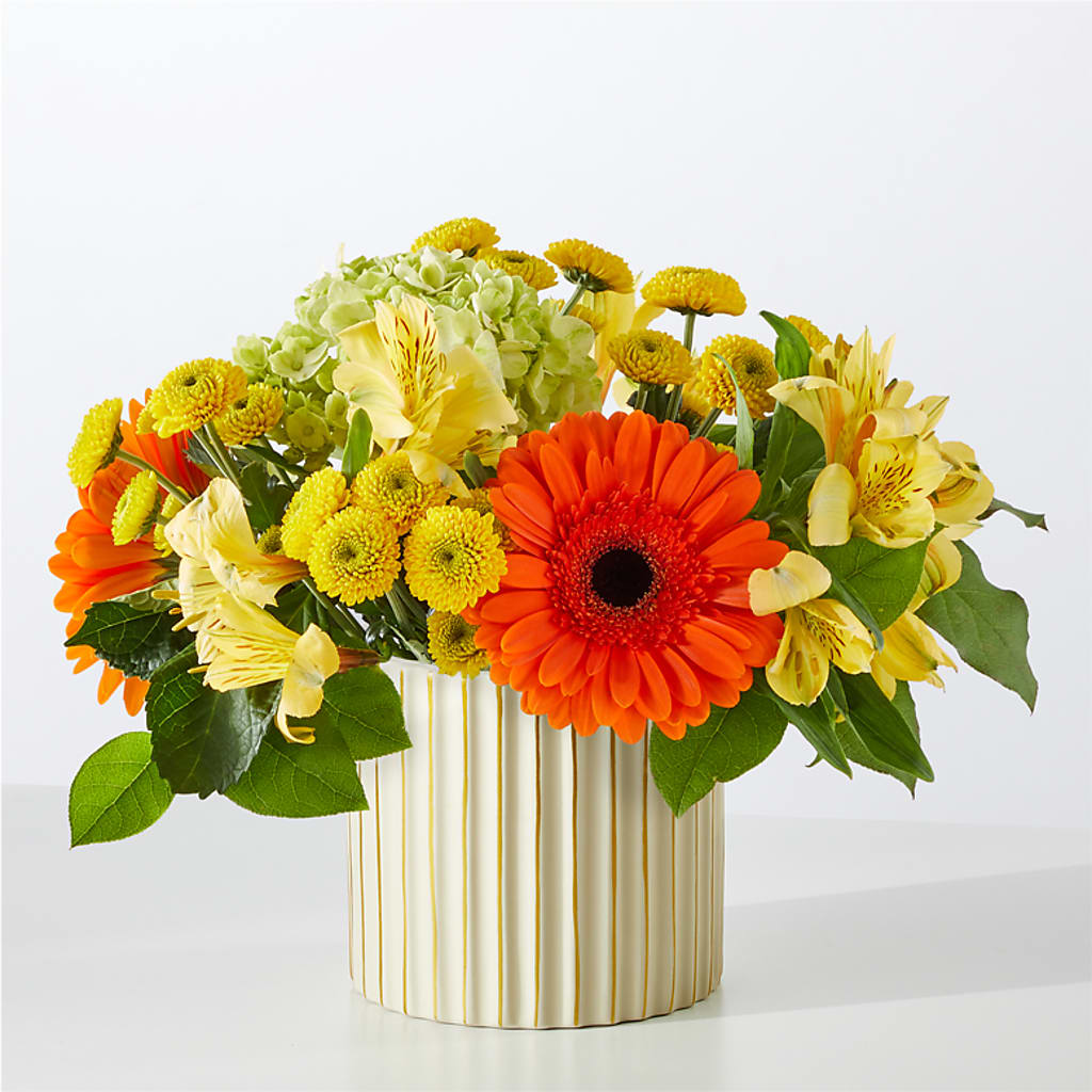 Autumn Sunshine Bouquet with Ivory Vase –  Designs By Dj, Huntington WV