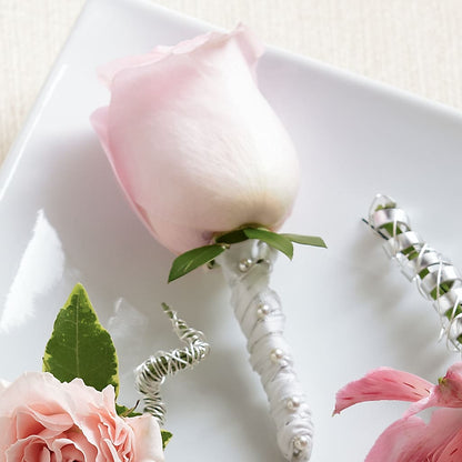 Pink Rose Boutonniere –  Designs By Dj, Huntington WV