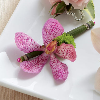 Pink Mokara Boutonniere –  Designs By Dj, Huntington WV