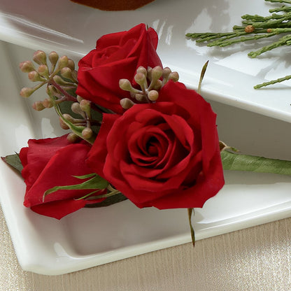 Red Spray Rose Boutonniere –  Designs By Dj, Huntington WV